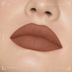A close-up of a woman's lips showcasing the best liquid matte lipstick kit—ultra-pigmented, smudge-proof, and long-lasting—in shade 02 Chocolate