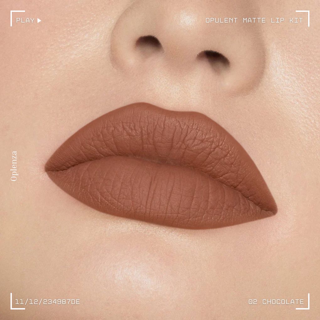 A close-up of a woman's lips showcasing the best liquid matte lipstick kit—ultra-pigmented, smudge-proof, and long-lasting—in shade 02 Chocolate