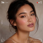 Woman wearing and showcasing the effect of oplenza Velvet Whip cream blush in shade 05 Cloud Peach