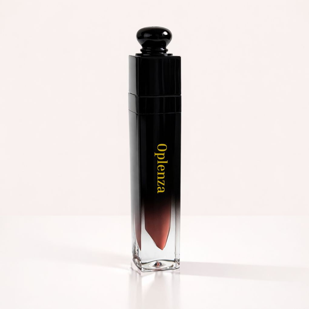 Oplenza Signature Ultra Shine Lip Gloss in 07 Latte, showing the tube on a neutral background, lip gloss with shea butter and vitamin E.