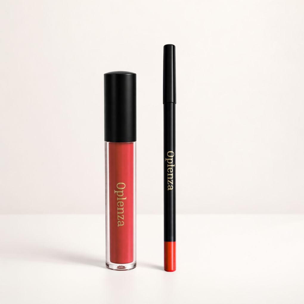 Oplenza Opulent Matte Lip Kit: the best duo of liquid lipstick and lip liner—smudge-proof, long-lasting, highly pigmented, with no flaking or heavy feel—Shade 09 Ruby