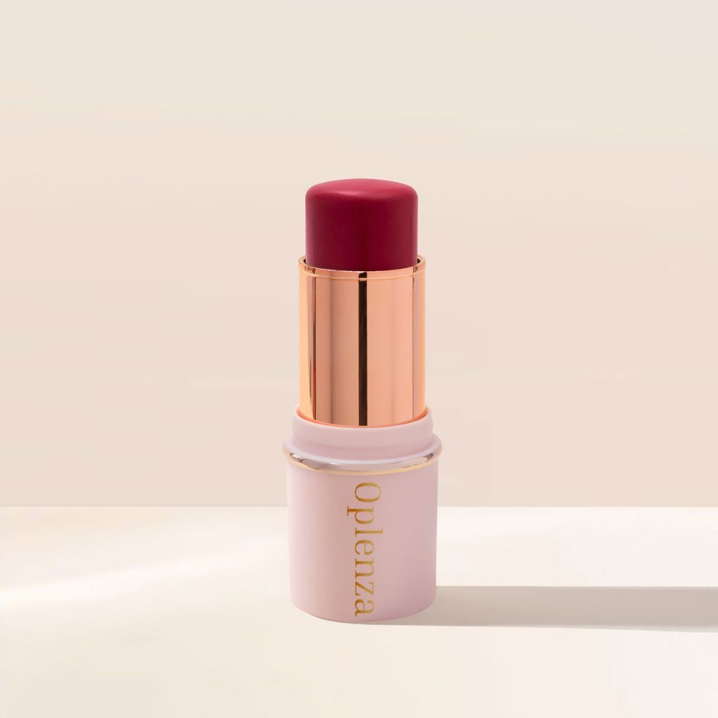 Oplenza Blush Stick - 10 True Red, makeup essentials, longwear, smooth texture blush stick for a radiant, long-lasting makeup look, highly pigmented cream blush for cheeks and lips.