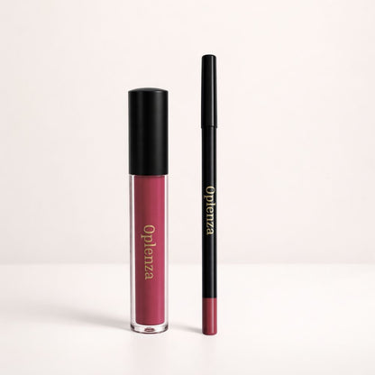 Oplenza Opulent Matte Lip Kit: the best duo of liquid lipstick and lip liner—smudge-proof, long-lasting, highly pigmented, with no flaking or heavy feel—Shade 18 Cherry Beauty