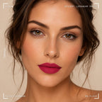 Woman wearing Oplenza Opulent Longwear Matte liquid lipstick in shade 20 Flair - Highly pigmented, waterproof vegan liquid matte with smooth velvety finish