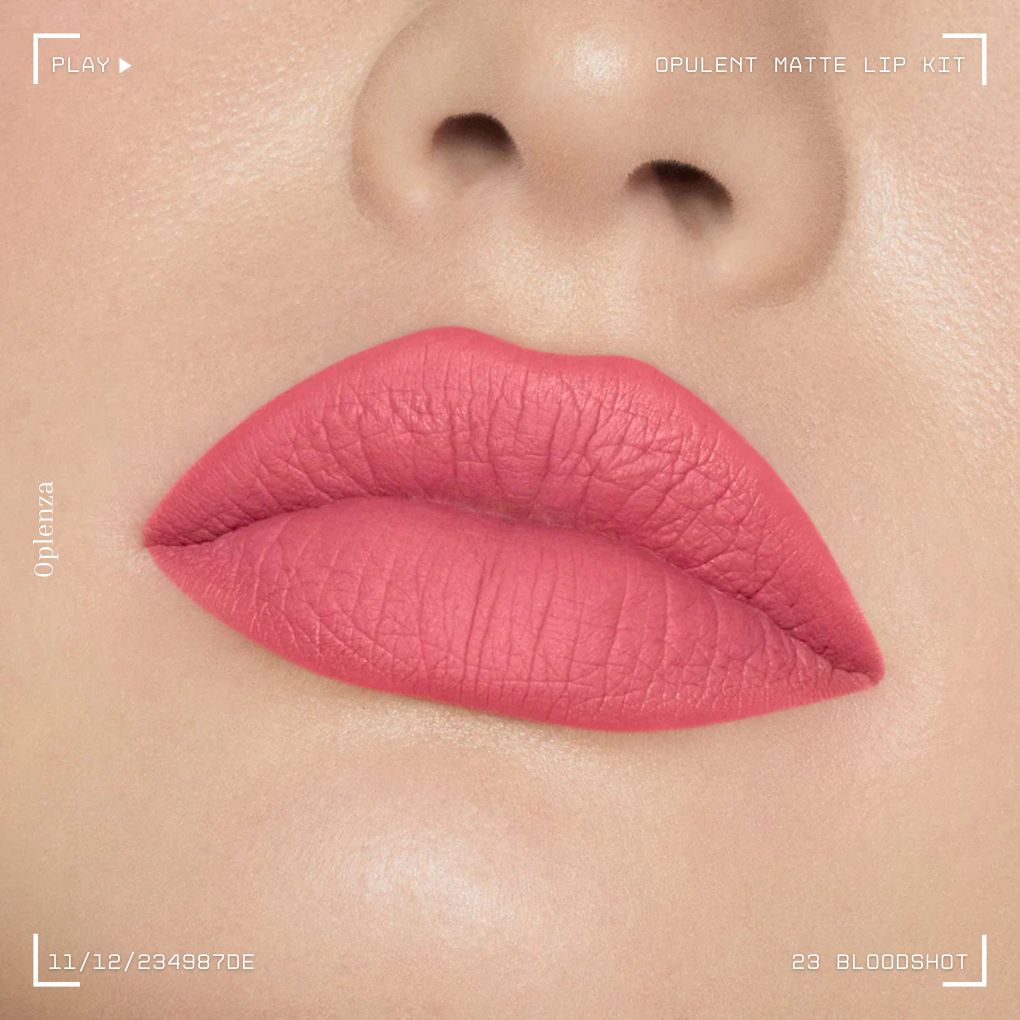 A close-up of a woman's lips showcasing the best liquid matte lipstick kit—ultra-pigmented, smudge-proof, and long-lasting—in shade 23 Bloodshot