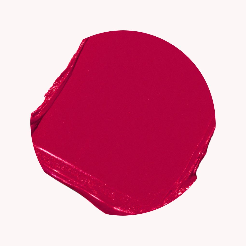 Swatch of Oplenza Icon Matte Lipstick in shade 23 Ruby Icon, best drugstore lipstick long-lasting