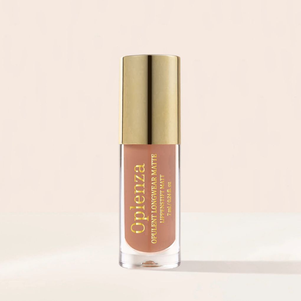 Oplenza Opulent Longwear Matte Liquid Lipstick- best matte vegan lipstick in shade 39 Praline.