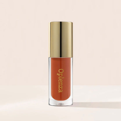 Oplenza Opulent Lustre Gloss - Amber, lightweight feel, soft matte look, long-lasting wear lip gloss for a flawless, radiant beauty look.
