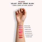 Oplenza Velvet Whip Cream Blush rich highly pigmented color swatches
Shades: 
01 Dusty Veil
02 Petal Milk
03 Rosy Glace
04 Bloom Rush
05 Cloud Peach
06 Apricot Melt
07 Burnt Kiss