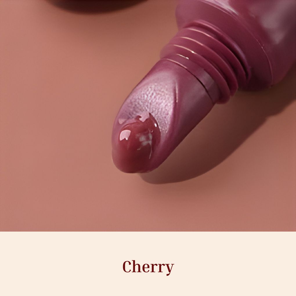 Oplenza Obsession Glass Lip Gloss applicator close-up, shade Cherry