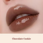 Obsession Glass Lip Gloss swatches on lips, Chocolate Cookie shade-Non-sticky glass lip gloss