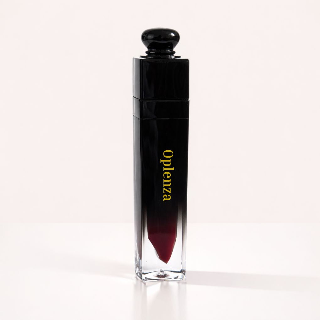 Oplenza Signature Ultra Shine Lip Gloss in Dark Souls, showing the tube on a neutral background, best hydrating lip gloss with shea butter and vitamin E