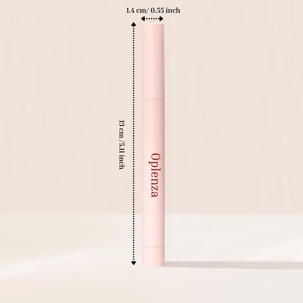 Oplenza Easy Glide Eyeshadow Stick with built-in sharpener-product dimensions.
Sahdes: Flame, Rose, Satin, Cocoa, Dazzling, Sparkling