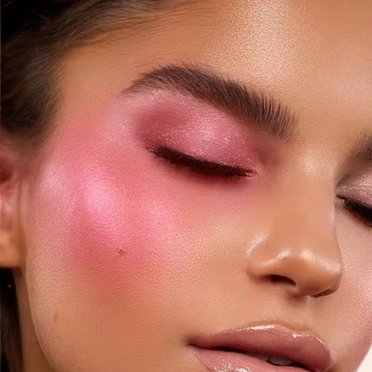 Oplenza Luminous Pressed Powder Blush in shade Girl-Radiant powder blush applied on cheeks and eyelids