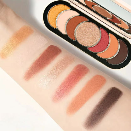 Close-up swatches of Oplenza Easy Glam Eyeshadow Palette "Gold Time" the best eyeshadow palette showing smooth, buildable pigmentation.