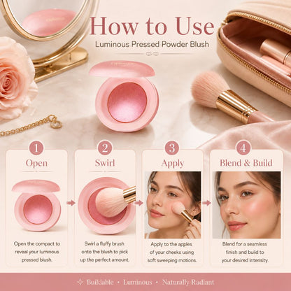 Oplenza Luminous Pressed Powder Blush-Pressed powder blush, how to use infograph
Shades: Baby, Girl, Mood, Pretty, Passion.
