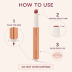 Oplenza Hydrating Shimmer Lip Balm application on lips with buildable luminous color.
Shades: Posh, Bombshell, Afterglow, Macaron, Praline,, Glassy, Sugar