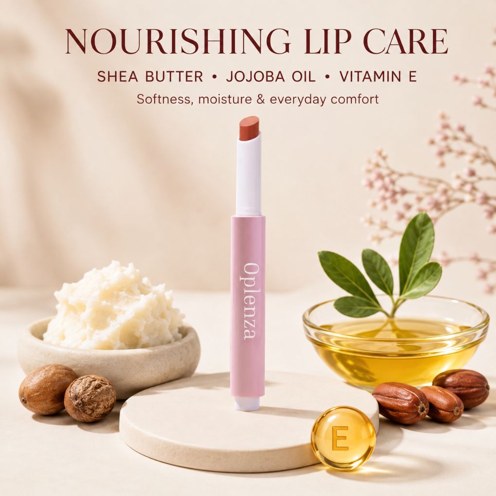 Oplenza Hydrating Dewy Lip Balm with squalane and Vitamin E.
Shades: 10 Berry, 06 Popstar, 03 Mocha, 05 Peachie, 04 Crystal.