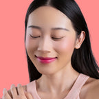 Woman wearing and showcasing the effects of the best cruelty-free Oplenza Signature Matte Lipstick in shade Joyful