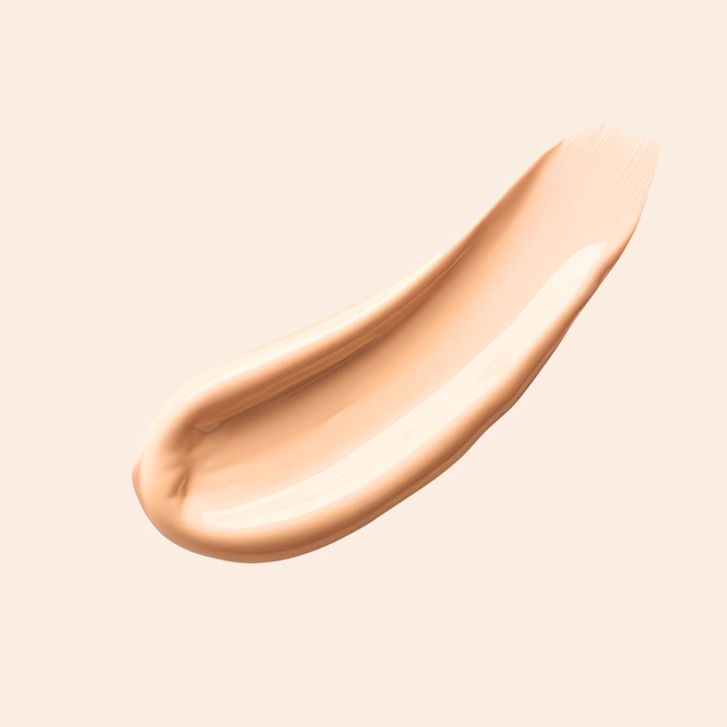 Swatch of Oplenza Weightless longwear liquid foundation in shade L23-180W, best foundation for beginners.