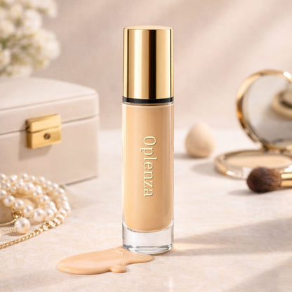 Oplenza Weightless longwear liquid foundation, the best liquid foundation in lifestyle photo.