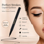 Oplenza Perfect Strokes Liquid Eyeliner for sensitive eyes and precise black lines, Cotton, Brush