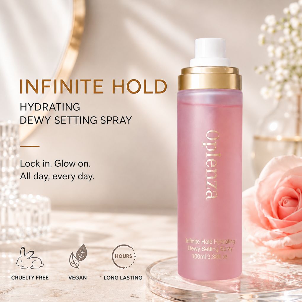 Oplenza Infinite hold hydrating dewy setting spray bottle for hydrating long-lasting makeup hold