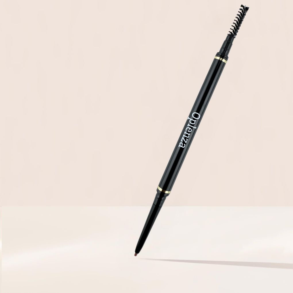 Oplenza Precision Brow Pencil - Medium Brown, micro-tip brow pencil, natural finish, cruelty-free eyebrow pencil for defined brows look