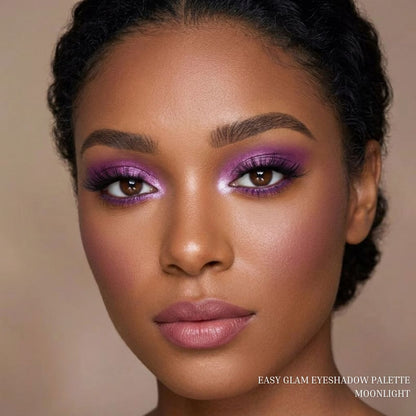 Oplenza Easy Glam Eyeshadow Palette "Moonlight" applied on eyes creating an effortless glam look with seamless blending and natural dimension