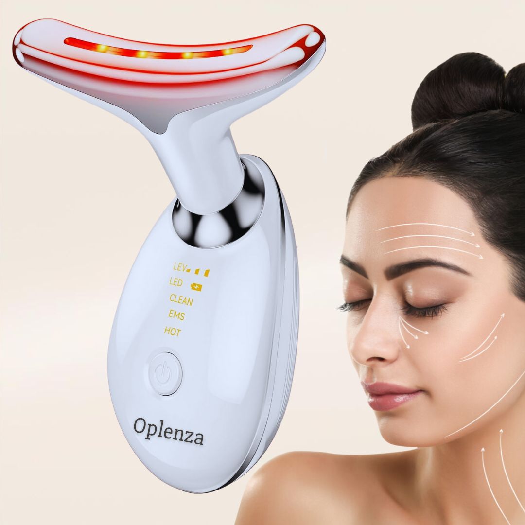 Oplenza face and neck massager device, machine for muscle relaxation, anti-aging and skin rejuvenation