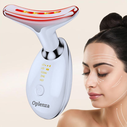 Oplenza face and neck massager device, machine for muscle relaxation, anti-aging and skin rejuvenation