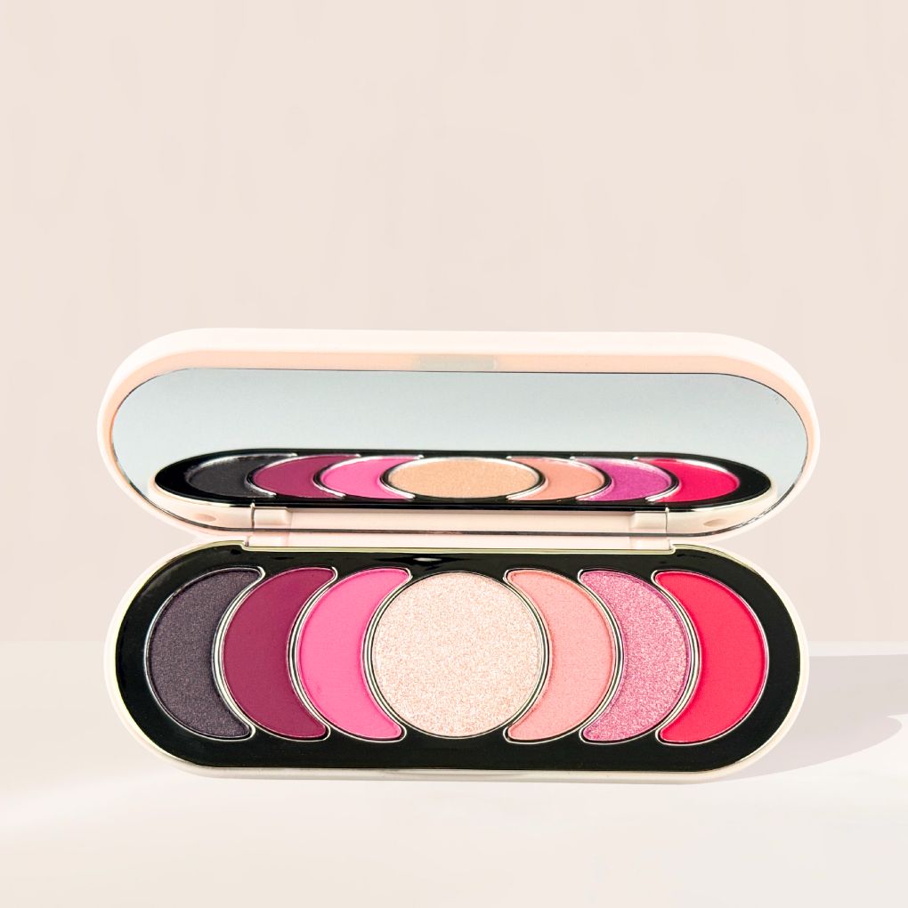 Oplenza Easy Glam Eyeshadow Palette "Pink Filter" with smooth, blendable talc-free vegan eyeshadows for effortless everyday and glam eye looks