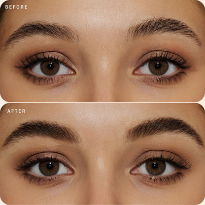 Before and after comparison Oplenza Precision Brow Pencil - Dark Brown, micro-tip retractable brow pencil