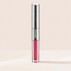 Oplenza Matte-to-Shine Lip Duo in Rosewood, with matte liquid lipstick and clear lip gloss.