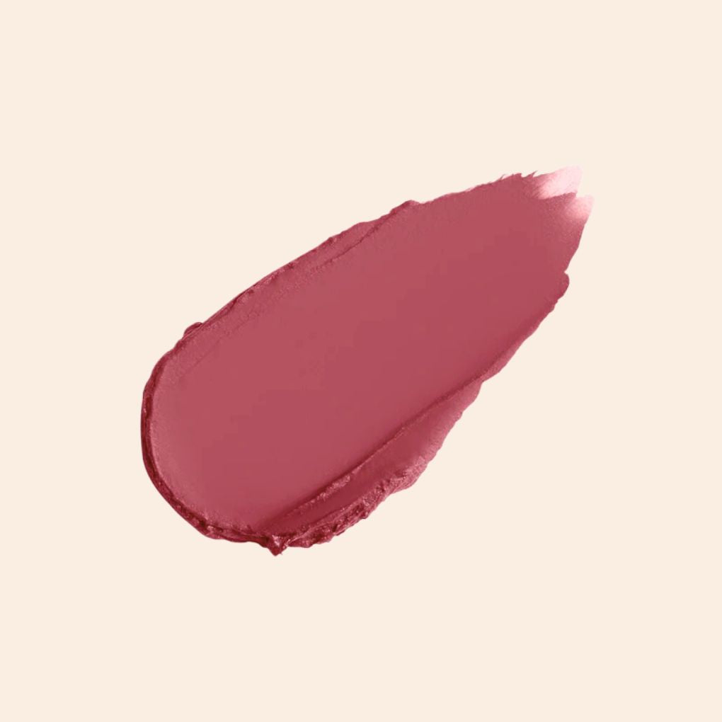 Swatch of Oplenza Signature Moist-Matte Lipstick in shade 05 Well Spoken-Creamy matte lipstick texture with smooth finish