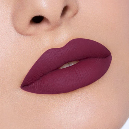 Close-up of a Velvety moist-matte lipstick applied on lips in shade 08 No  Permission