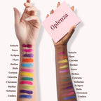 Arm swatches of Oplenza Signature Shades Palette - Solara Flare, lightweight, makeup essentials, skin-friendly eyeshadow palette for a radiant, long-lasting makeup look