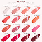 Swatches of Oplenza Signature Ultra Shine Lip Gloss glaze-the best lip gloss in make-up.
Shades: 
01 Opaline  
02 Ballerina  
03 Elegance  
04 Sorbet  
05 Cashmere  
06 Noisette  
07 Latte  
08 Caramel  
09 Praline  
10 Cinnamon  
11 Suede  
12 Roselle  
13 Royale  
Luscious Red  
Dark Souls  
Zuri