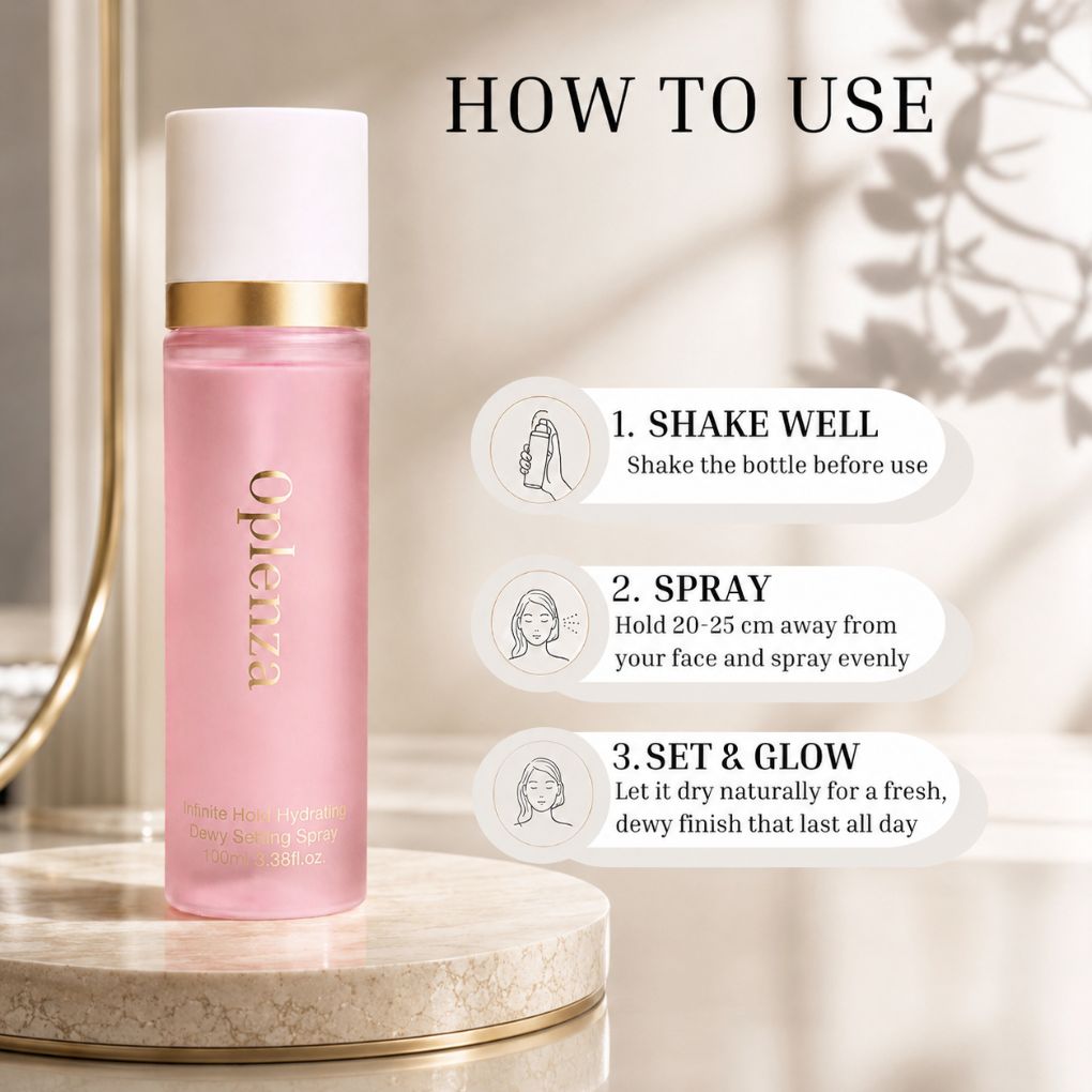 Oplenza Infinte hold hydrating dewy setting spray - vegan setting spray for long-lasting makeup and radiant glow