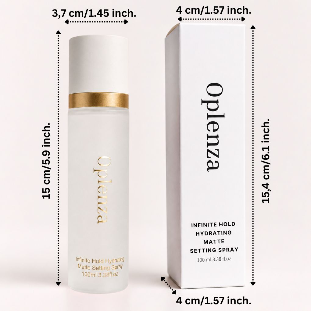 Oplenza Infinite Hold Hydrating Matte Setting Spray - Oplenza 100 ml hydrating matte setting spray bottle and its box