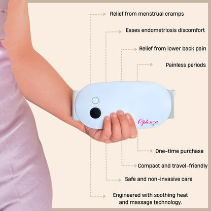 Oplenza period pain relief device - White, Soft Taupe; Heating pad for menstrual cramps 