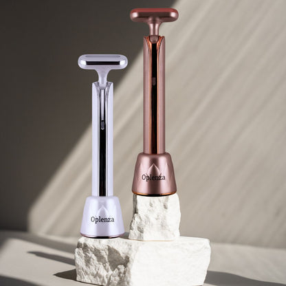 Oplenza skincare wand in color Soft Taupe and White, Anti-aging wand, Easy to use beauty device, Solawave Wand 